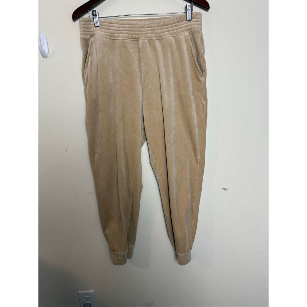 Abercrombie & Fitch Soft A&F Collection Tan Velour Joggers Large | Cozy Lounge P